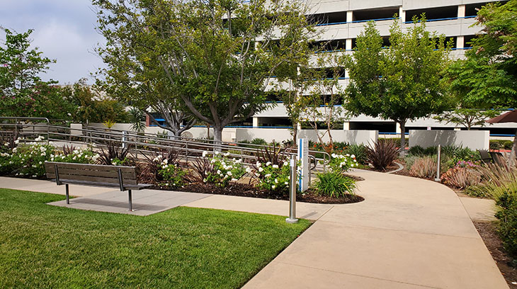 An outdoor area for therapy and training activities.